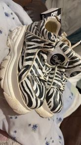 Buffalo Corin Shoe Zebra  Black White Trainers Women Platforms 90s Size 7
