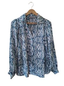 Paul Costelloe abstract pastel satin blouse NWoT