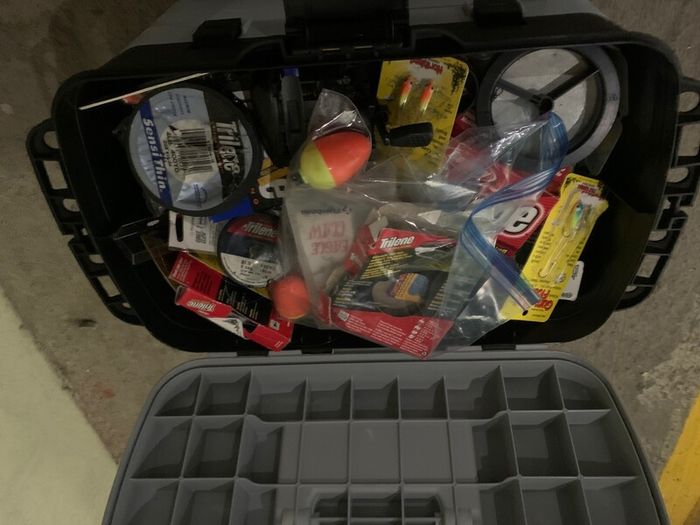 Large Fishing Tackle Box Fully Loaded Over 60 Lures, Trays, Line and Terminal Tackle