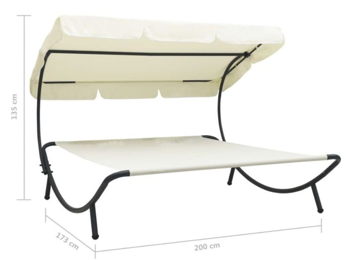 BRAND NEW 200 x 173 x 135 cm Sun Lounger Outdoor Daybed with Awning Beach Chair for Campsite Backyard Furniture Chairs Weather Resistance