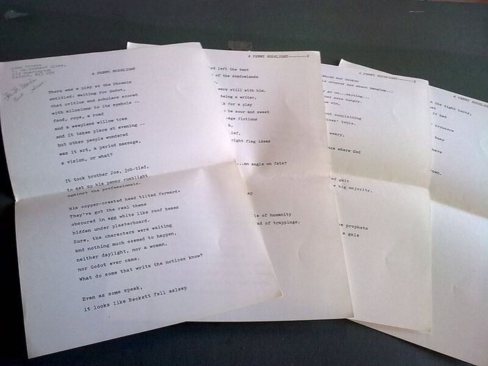 A penny rushlight Typed poem Waiting for Godot Samuel Beckett