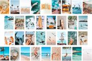 50PCS Blue Aesthetic Picture for Wall Collage, 50 Set 4x6 inch, Summer Beach Collage Print Kit, Fashion Room Decor for Girls, Room Wall Art Print, Dorm Photo Display, VSCO Posters for Bedroom (FREE POSTAGE)
