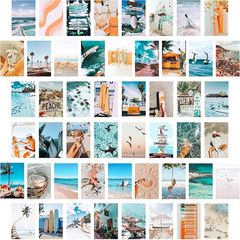 50PCS Blue Aesthetic Picture for Wall Collage, 50 Set 4x6 inch, Summer Beach Collage Print Kit, Fashion Room Decor for Girls, Room Wall Art Print, Dorm Photo Display, VSCO Posters for Bedroom (FREE POSTAGE)