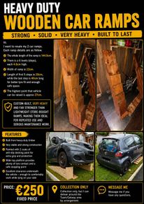 Heavy Duty Wooden Car Ramps Pair