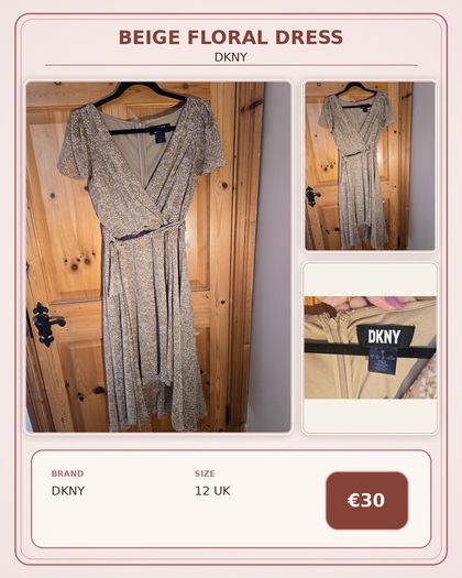 DKNY Beige Floral Dress