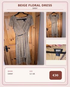 DKNY Beige Floral Dress