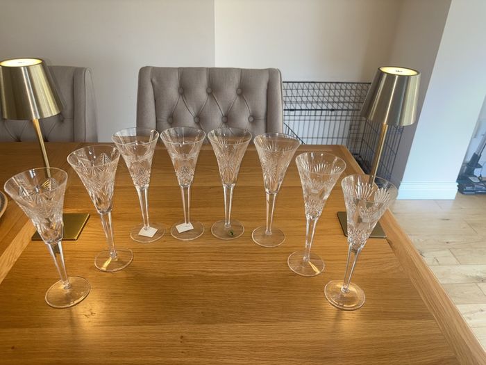 Complete Set of 8 Waterford Crystal Millenium Toasting Flutes