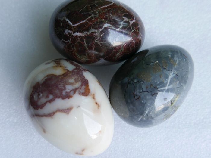 Vintage Polished Marble Onyx Stone Eggs X 3