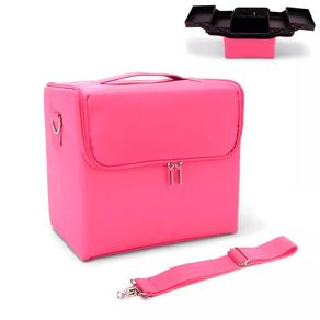 Cosmetic Bag Beauty Case Suitcase Box Organizer Makeup Travel Portable Handbag - PINK