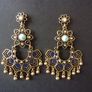 Boho Hippie Turquoise Tassel Statement Earrings Image 2
