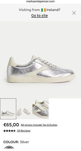 M&S silver leather sneakers size 4