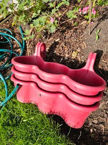 Set of 3 Red Balcony Railing Planters
