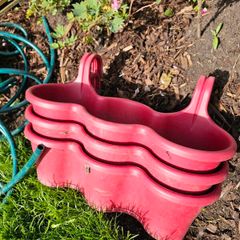 Set of 3 Red Balcony Railing Planters