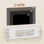 140 cm TV stand, TV dresser, 6 compartments, 2 glass shelves, chipboard, white Image 4