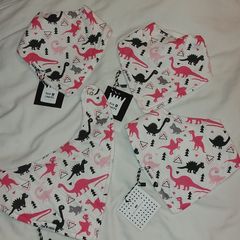 Rain and Conker Dinosaur Organic Bandana Bibs.