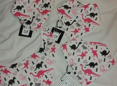 Rain and Conker Dinosaur Organic Bandana Bibs.