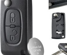 Car Key Case for Peugeot 207 308 3008 5008 Expert / Citroen Picasso - VA2 Blade,CE0536 Key Fob Cover with CR1620 Battery (2 Buttons)