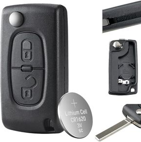 Car Key Case for Peugeot 207 308 3008 5008 Expert / Citroen Picasso - VA2 Blade,CE0536 Key Fob Cover with CR1620 Battery (2 Buttons)