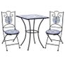 3 Piece Mosaic Bistro Set Ceramic Tile Blue and White Image 2