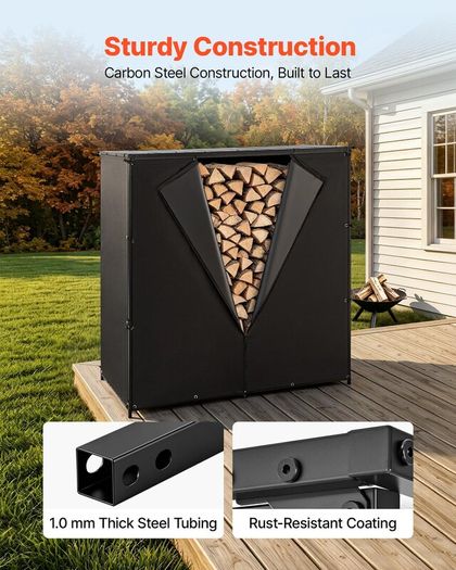 Outdoor Firewood Rack with Waterproof Cover