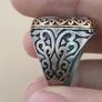 Vintage-Inspired Agate & Silver Ring Elegant Handcrafted Design Image 3