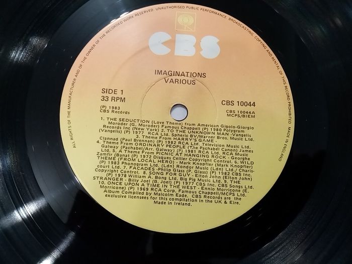 REFLECTIONS. IMAGINATIONS. instrumentals, original artists, compilation albums. 1982, 1983 Irish Pressings. Vinyl Record Album. Various artists.