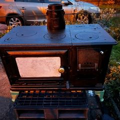 Cast Iron Wood Burning Cook Stove, Vintage Kitchen Fireplace