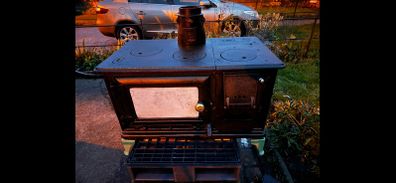 Cast Iron Wood Burning Cook Stove, Vintage Kitchen Fireplace