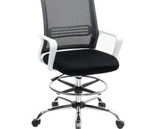 Draughtsman Chair, Mesh Drafting Chair, Ergonomic Office Chair with Lumbar Support, Adjustable Foot Ring, Black