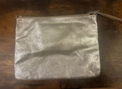 Accessorize Silver / gold  metallic leather clutch