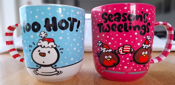 Card Factory Fruit Loops Christmas Mugs