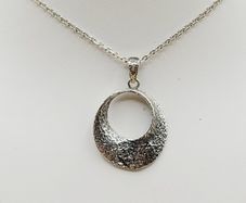 Sterling Silver 925 Hammered Circle Necklace