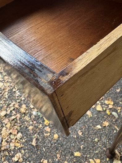 Vintage Queen Anne Style Mahogany Demilune Side/Hall Table with Drawer