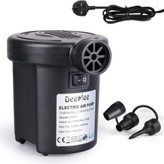 Electric Pump, 130W High Power Electric Air Pump for Air Bed Mattress Inflatables Paddling Pool Beach Toys, AC 220-240V Quick-Fill Inflator Deflator with 3 Sizes Nozzle