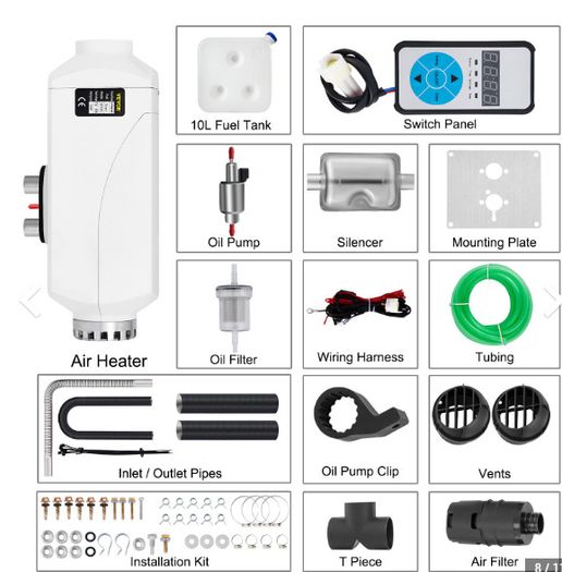 Diesel Air Heater 12v 5kw Digital Switch Silencer 10l Tank For Truck Pop