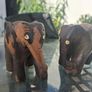 Lovely pair of Vintage Solid Rosewood Wooden Hand Carved Elephants Image 2