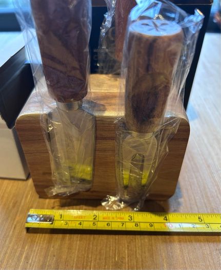 Small Acacia Wood Cheese Knife Block