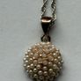 Italian Sterling Silver Necklace with Round Faux Pearl Pendant Image 2