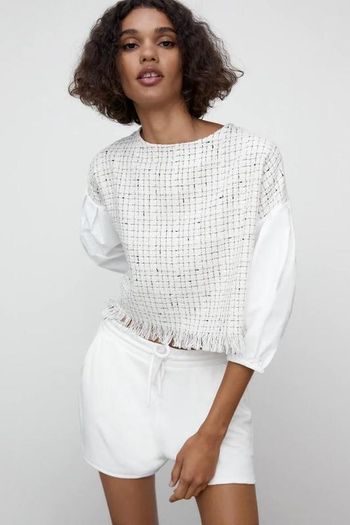 Zara Contrast Textured Top