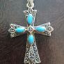 Sterling Silver Turquoise And Marcasite Cross And Chain Image 6