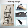 5 Step Ladder, Foldable with Tool Bag, Tray, Handrails, 150 kg Load Black metal frame, wide anti-slip pedals, soft-grip handles, compact storage, for kitchens, pantries, garages and DIY tasks Image 5