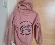 Dusty pink surf school hoodie age 7 to 8