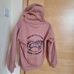 Dusty pink surf school hoodie age 7 to 8