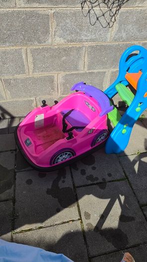 Ride on - still working just left outside. Might be handy for parts but still work fine. Must go together
