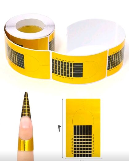 Brand new 1roll/100pcs Gold Color Uv Gel Nail Extension Forms Paper