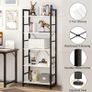Industrial Bookshelf, 5-Tier 24.8" White Shelving Unit Wood Bookcase with Open Shelves, Rustic Standing Bookshelves Metal Frame Display Rack for Living Room,Bedroom, White Image 6