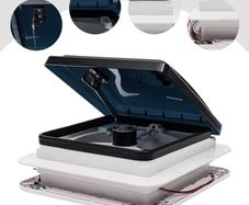 Caravan Roof Vent Fan 12V RV Ventilation Exhaust Fan w/LED Light Low Noise IP68 Waterproof Camper Ventilation Skylight 28cm