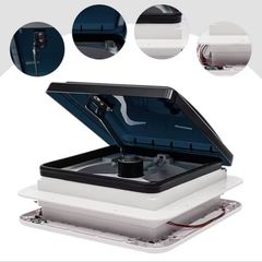 Caravan Roof Vent Fan 12V RV Ventilation Exhaust Fan w/LED Light Low Noise IP68 Waterproof Camper Ventilation Skylight 28cm