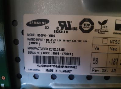 Samsung Plasma Display Panel 850FH-YB09