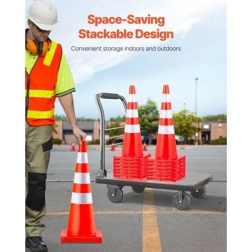 Safety Cones, 6 x 36" Traffic Cones, PVC Orange Construction Cones, Reflective Collars Traffic Cones with Weighted Base Used for Traffic Control, Driveway Road Parking and School Improvement